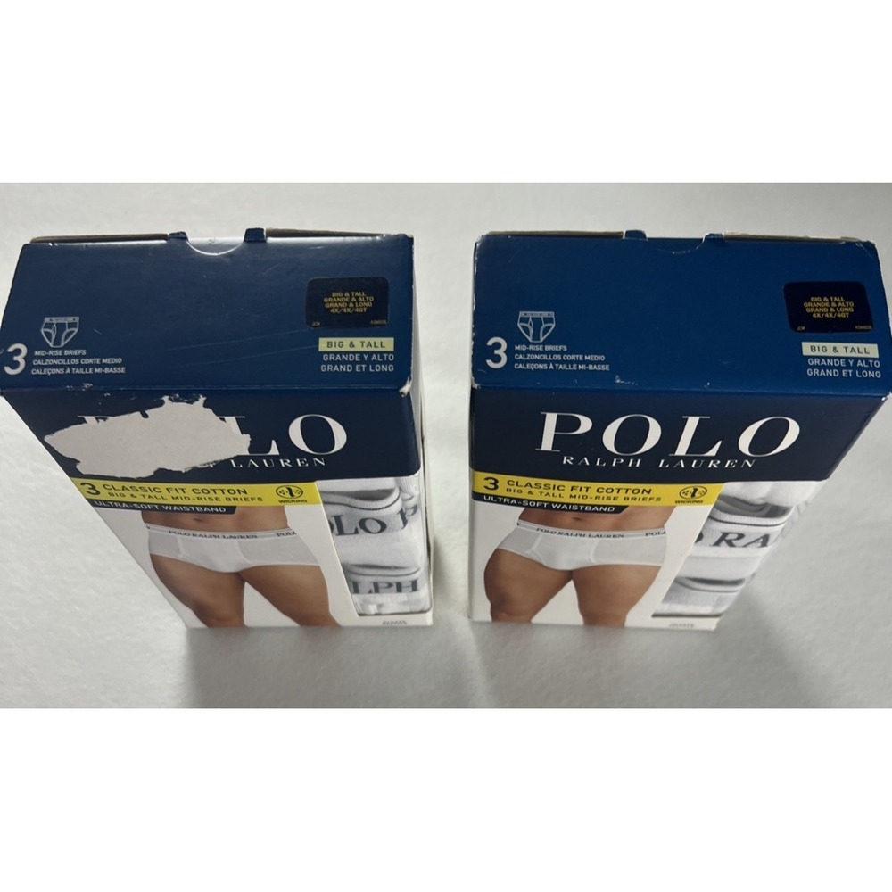 6 Polo Ralph Lauren Men's Briefs Size 4X Big & Tall Cotton Mid Rise White D18 - Picture 8 of 16
